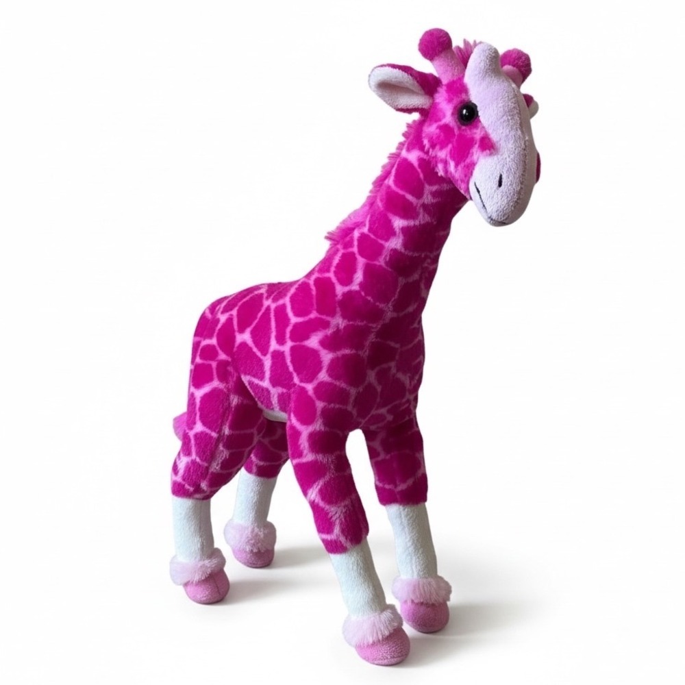 The Petting Zoo Pink Giraffe Plush 16in Poseable Wired Legs Stuffed Animal 2011